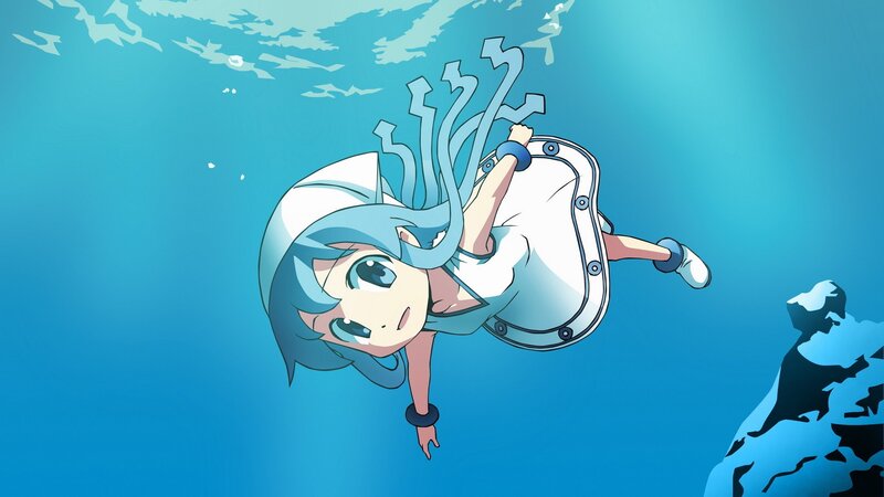 anime girl diving underwater
