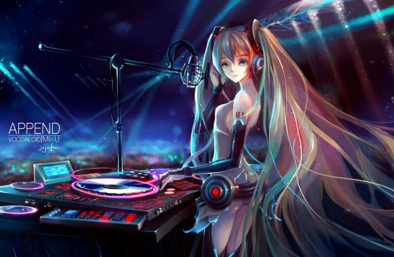 Anime Girl DJing — Blue, Dramatic