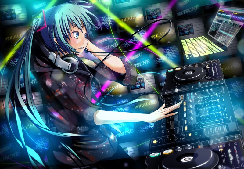 Anime Girl DJing — Blue