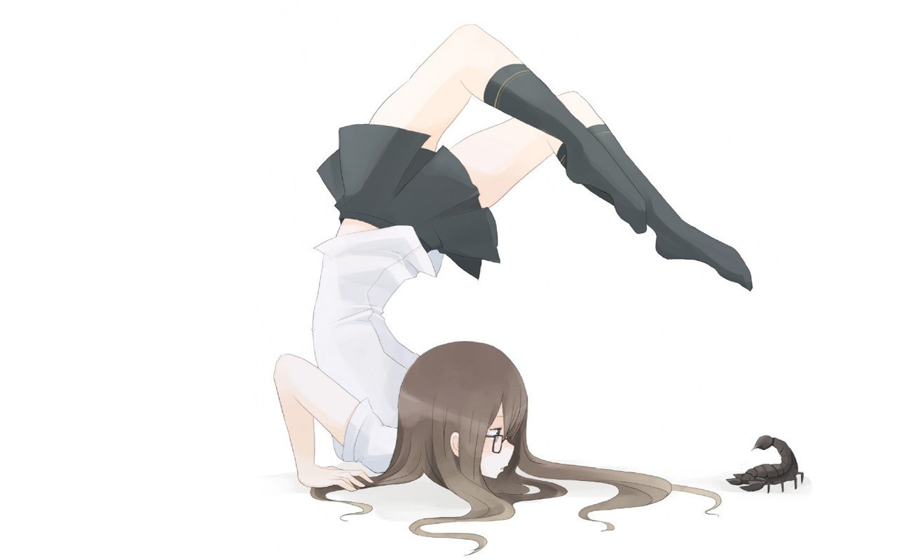 anime girl doing a handstand
