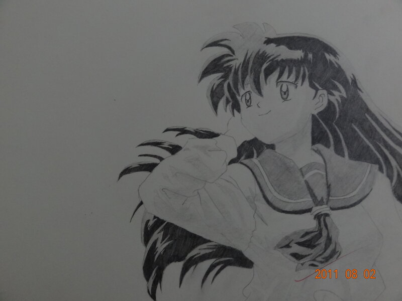 Anime Girl Drawing — Black, Calm