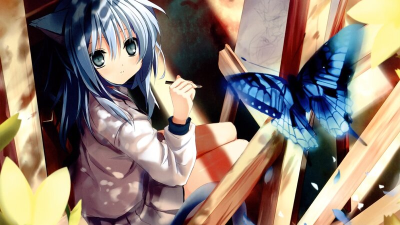 Anime Girl Drawing — Blue