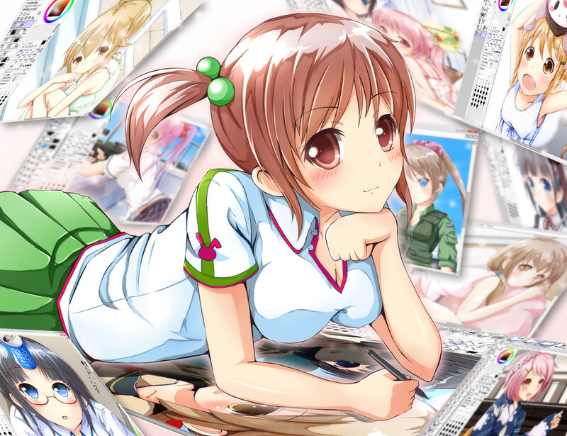Anime Girl Drawing — Brown, Focused, Digital Art