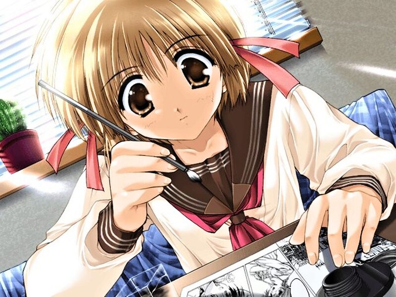 Anime Girl Drawing — Brown, Focused, Morning