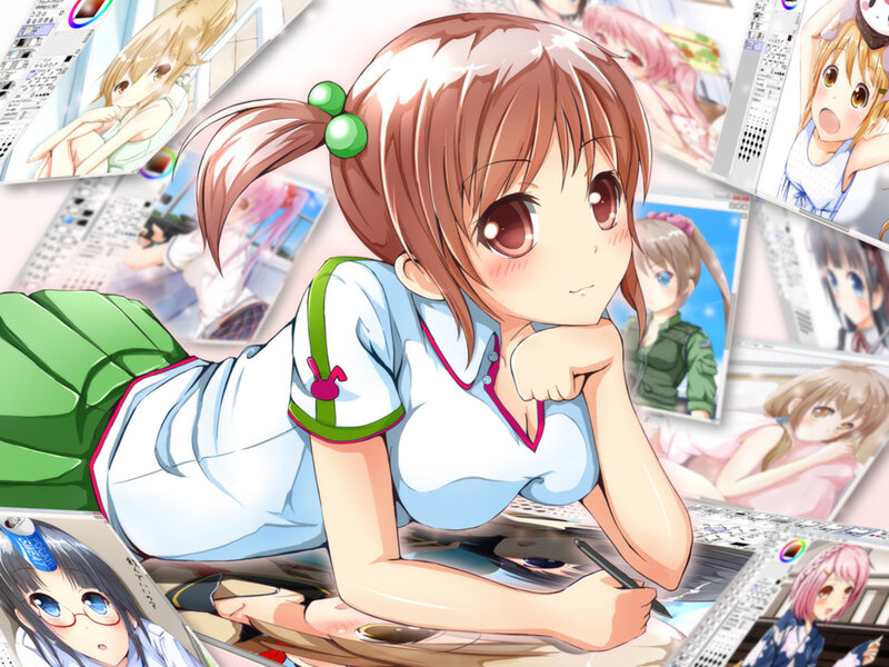 Anime Girl Drawing — Brown, Playful