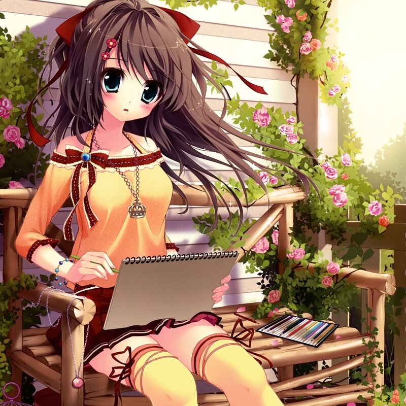 Anime Girl Drawing — Brown, Serene