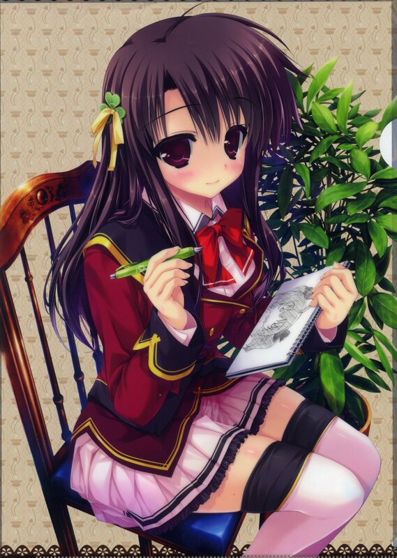 anime girl drawing in uniform