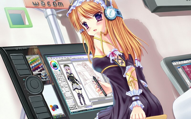Anime Girl Drawing — Orange