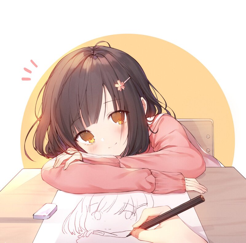 Anime Girl Drawing — Pink, Calm, Afternoon