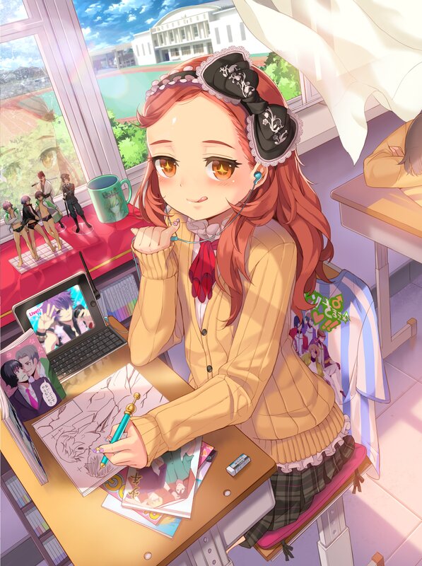 Anime Girl Drawing — Red