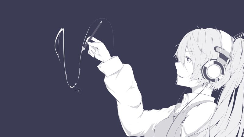 Anime Girl Drawing — White, Calm, Digital Art