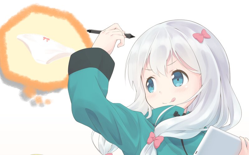 Anime Girl Drawing — White, Playful