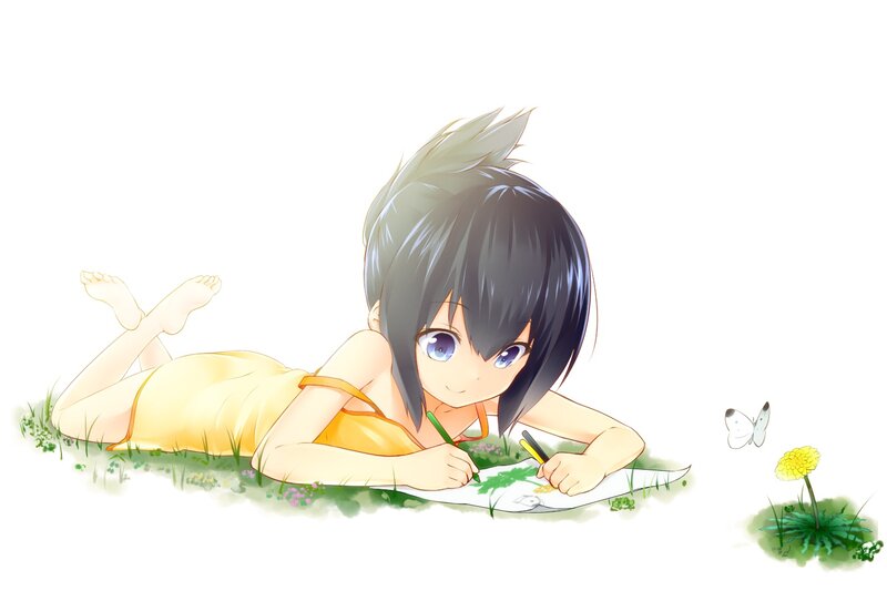Anime Girl Drawing — Yellow