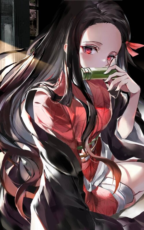Anime Girl Drinking — Black