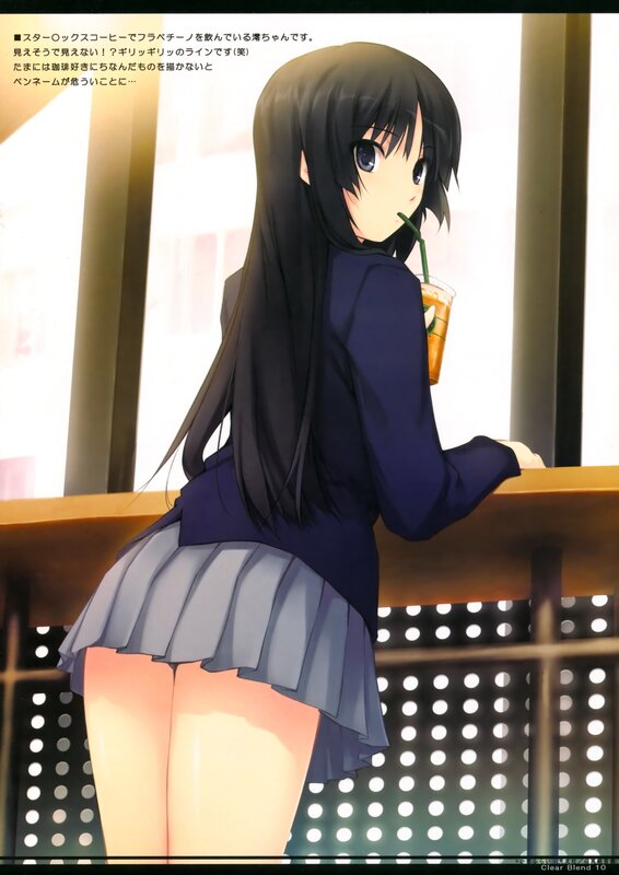 Anime girl drinking coffee