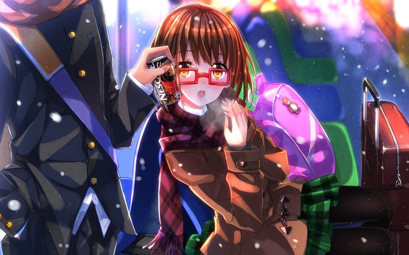 Anime Girl Drinking Coffee — Brown