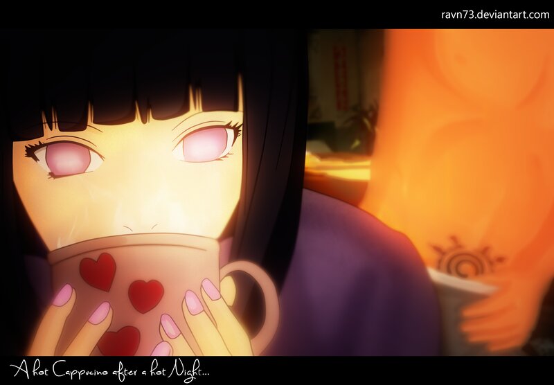 Anime Girl Drinking Coffee — Purple