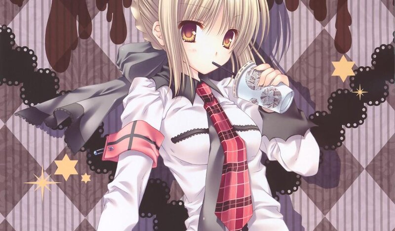 Anime Girl Drinking Coffee — White