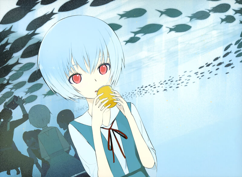 anime girl drinking from cup