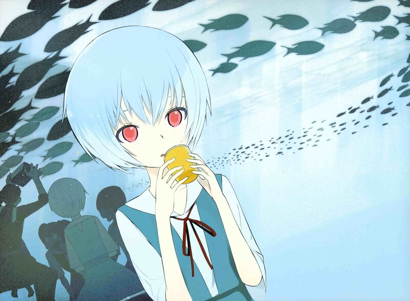 anime girl drinking from cup