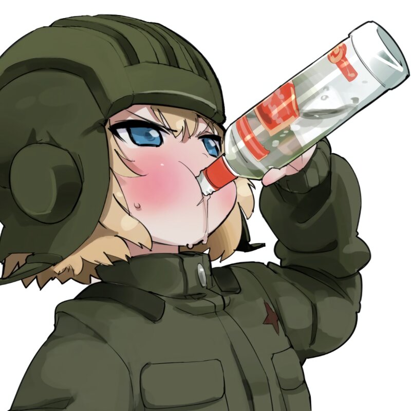 Anime Girl Drinking — Green