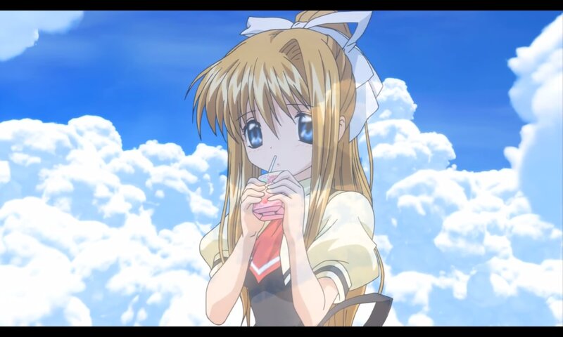 Anime Girl Drinking Juice — Blue