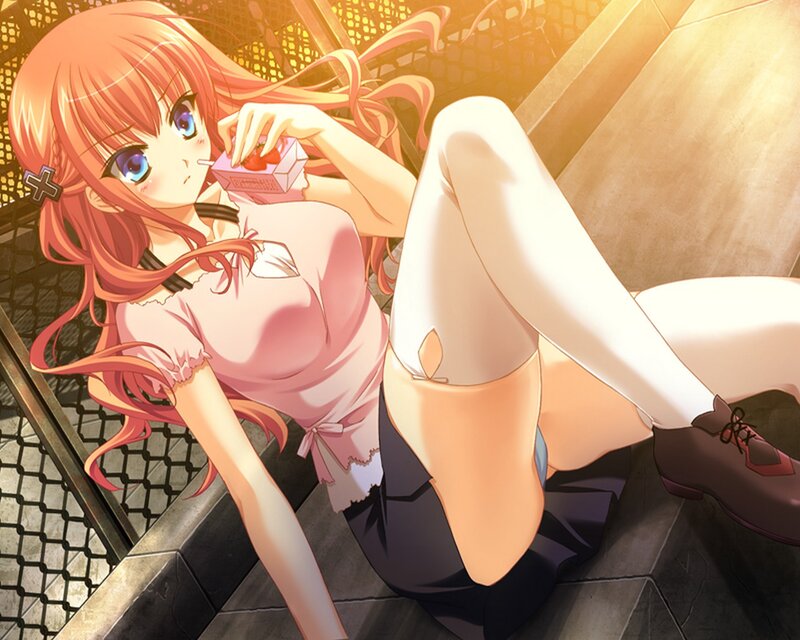 Anime Girl Drinking Juice — Orange