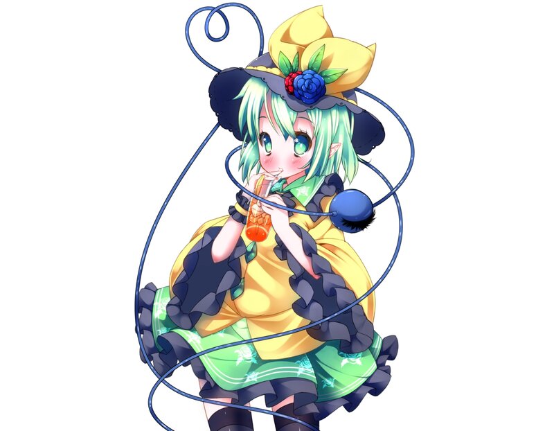 Anime Girl Drinking Juice — Yellow