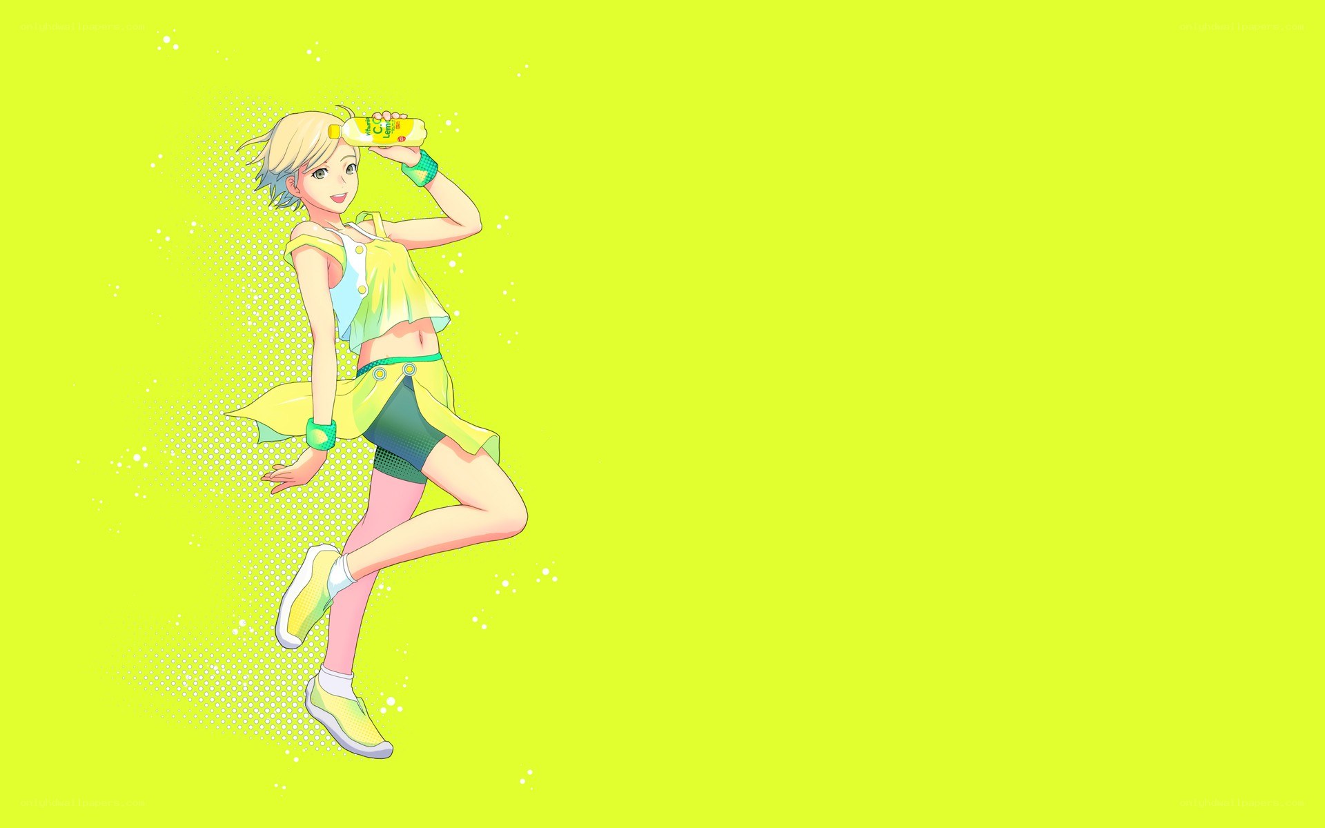anime girl drinking lemonade