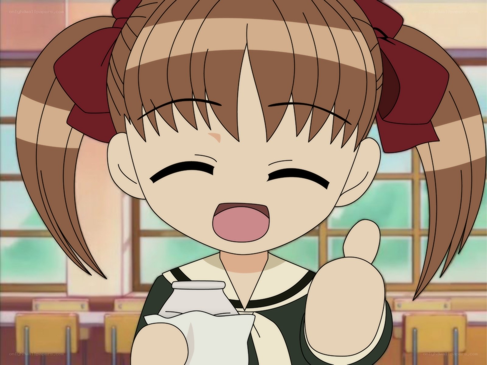 anime girl drinking milk