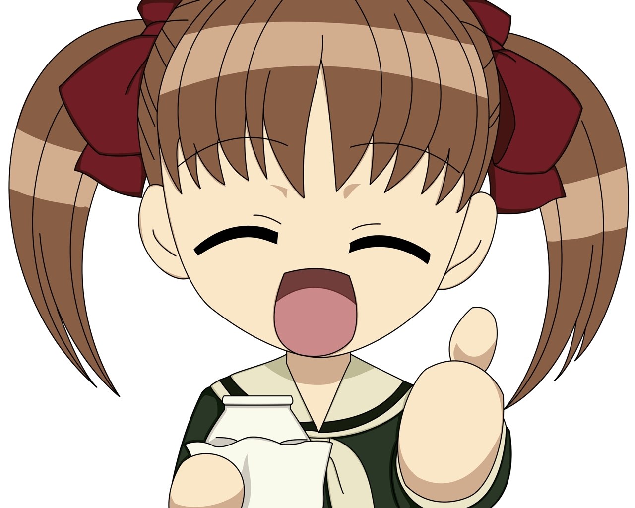 anime girl drinking milk