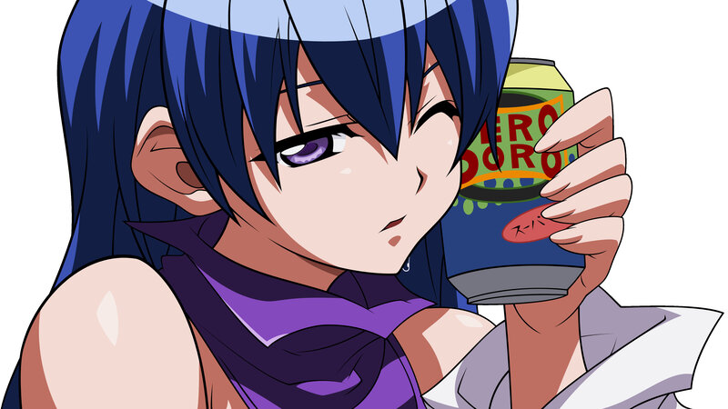 anime girl drinking soda