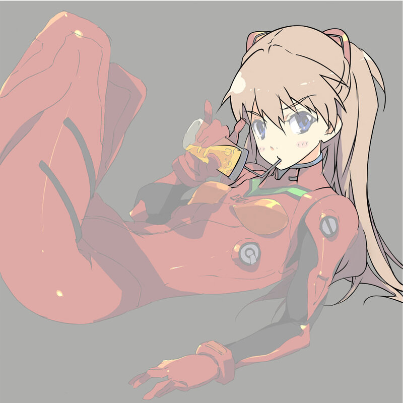 anime girl drinking soda