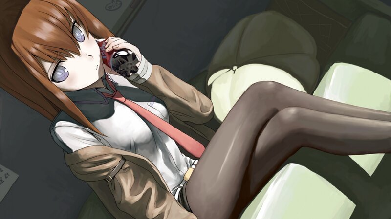Anime Girl Drinking Soda — Brown, Relaxed