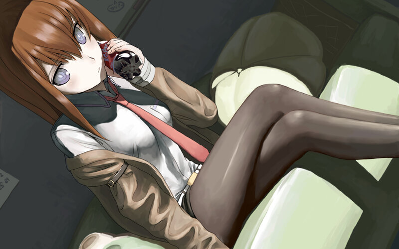 Anime Girl Drinking Soda — Brown