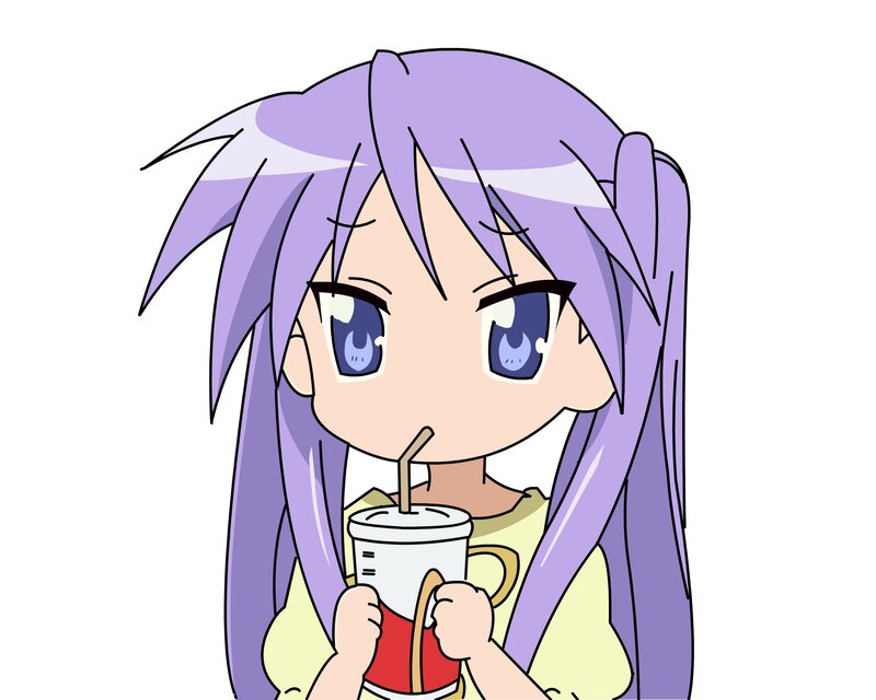 Anime Girl Drinking Soda — Purple, Calm