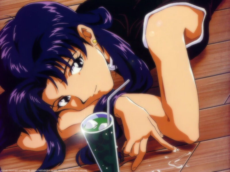 Anime Girl Drinking Soda — Purple, Relaxed