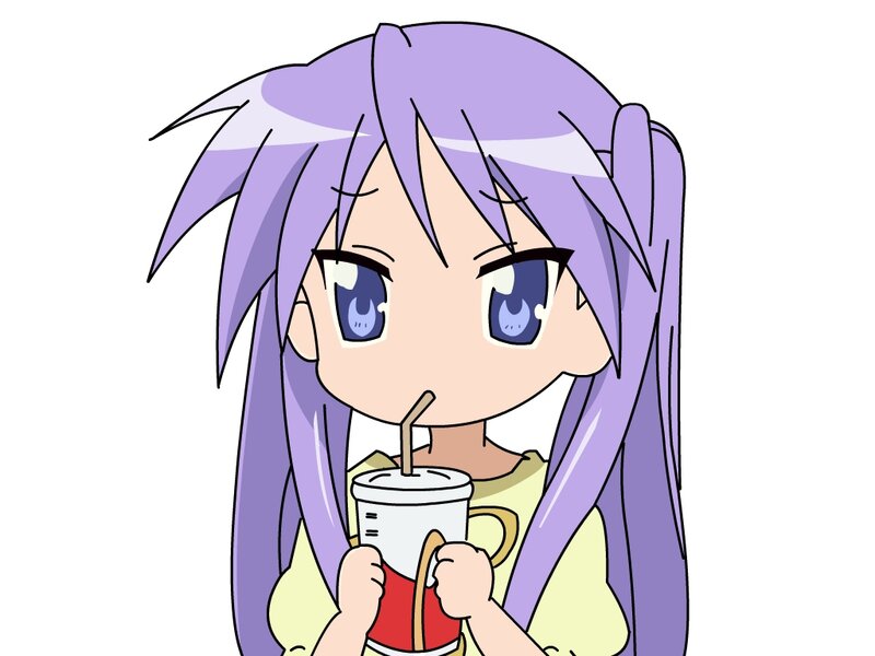 Anime Girl Drinking Soda — Purple