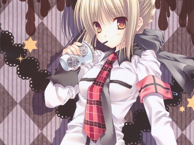 Anime Girl Drinking Soda — White