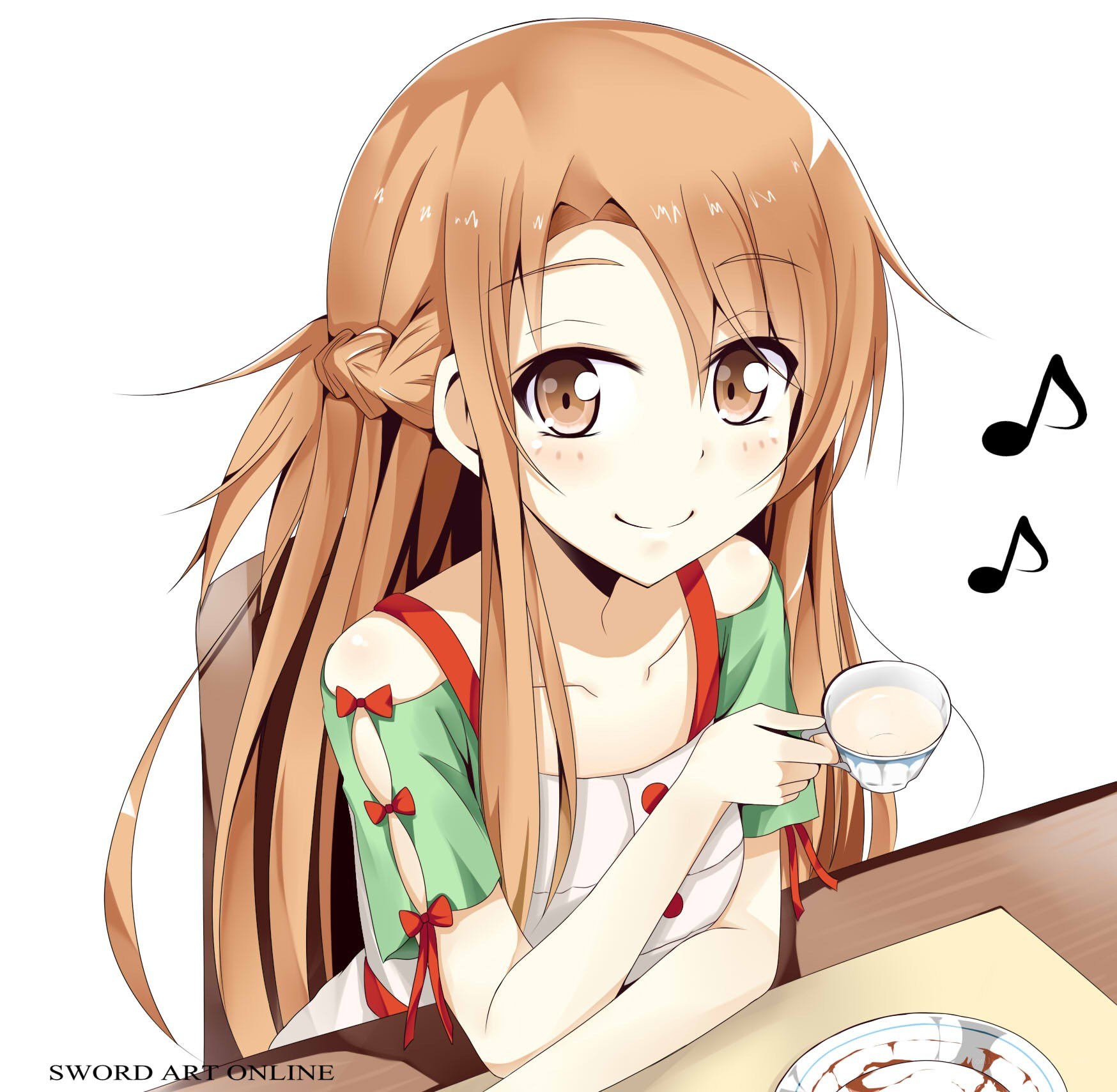 anime girl drinking tea