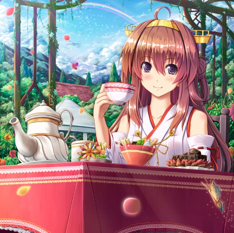 Anime Girl Drinking Tea — Pink