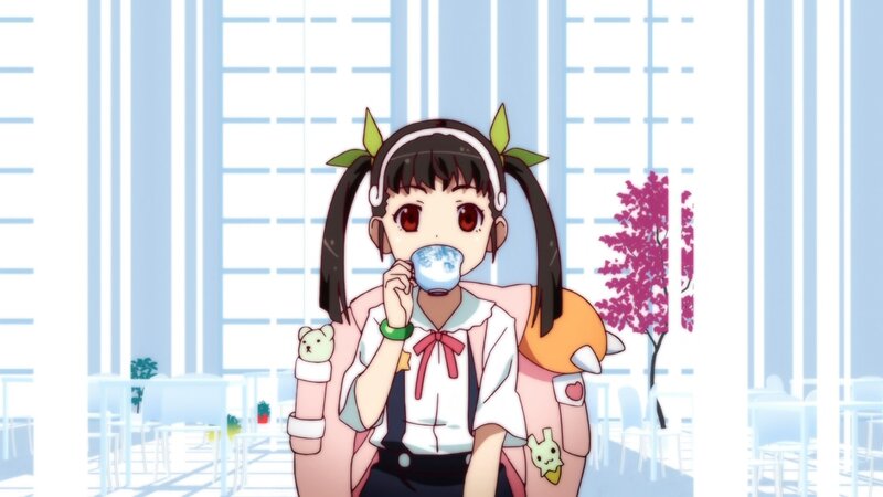 Anime Girl Drinking Tea — White, Calm, Spring