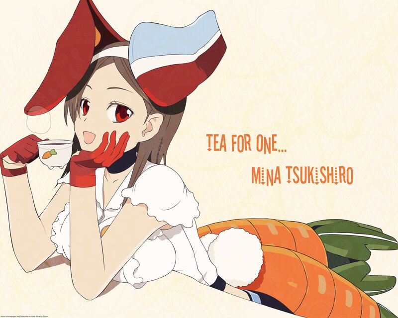 Anime Girl Drinking Tea — White