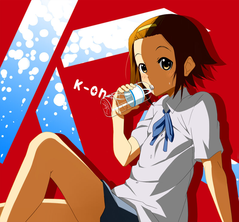 anime girl drinking water
