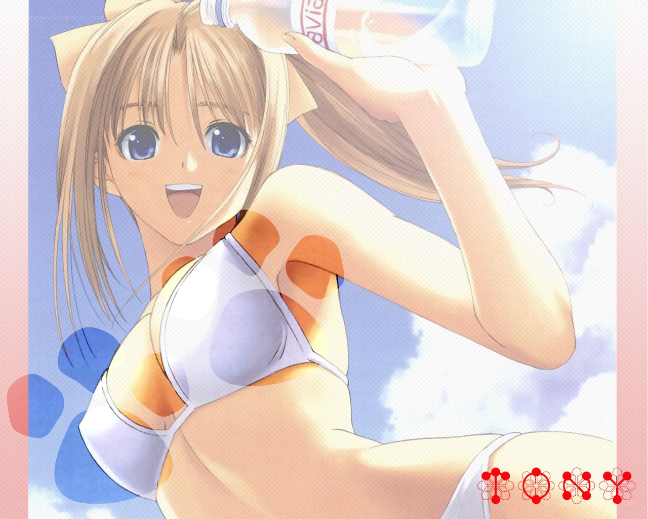 anime girl drinking water