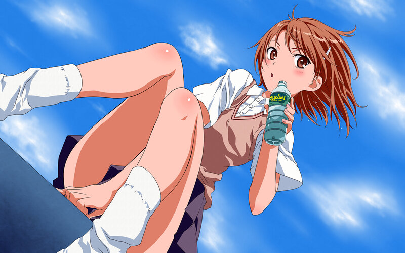 anime girl drinking water