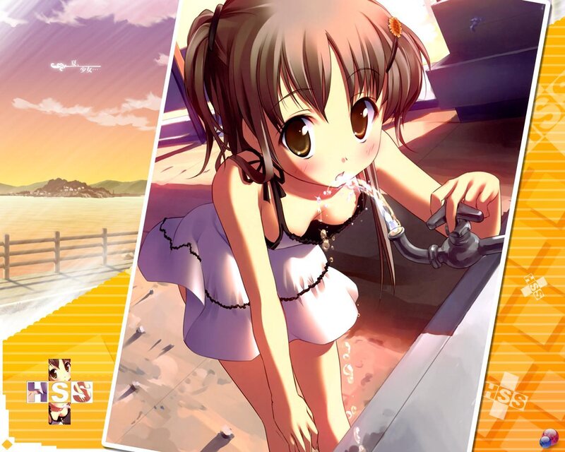 Anime Girl Drinking Water — Orange