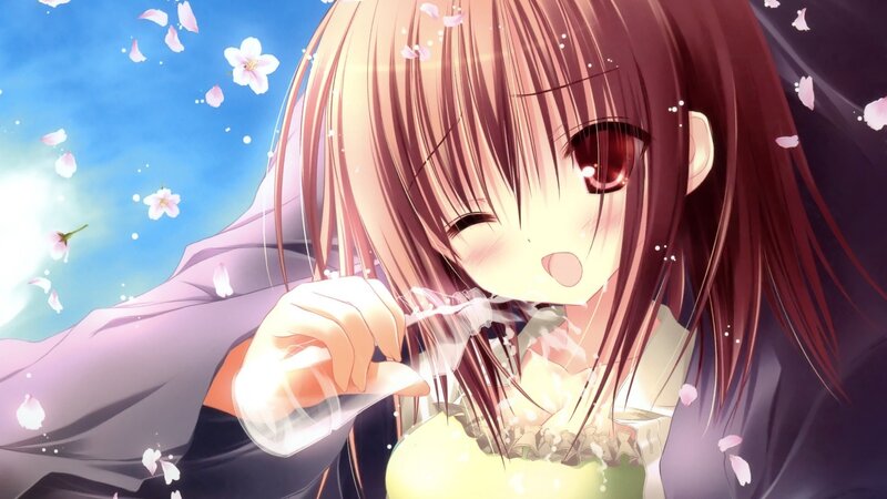 Anime Girl Drinking Water — Pink