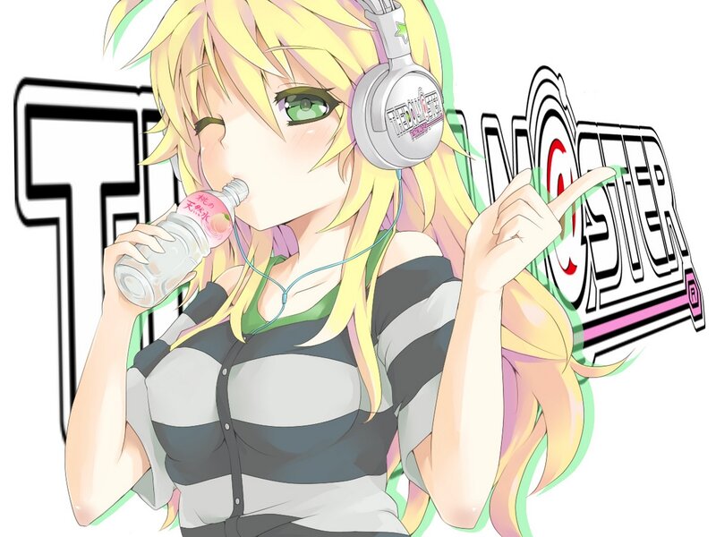 Anime Girl Drinking Water — Yellow