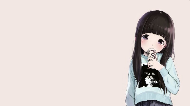 Anime Girl Drinking — White